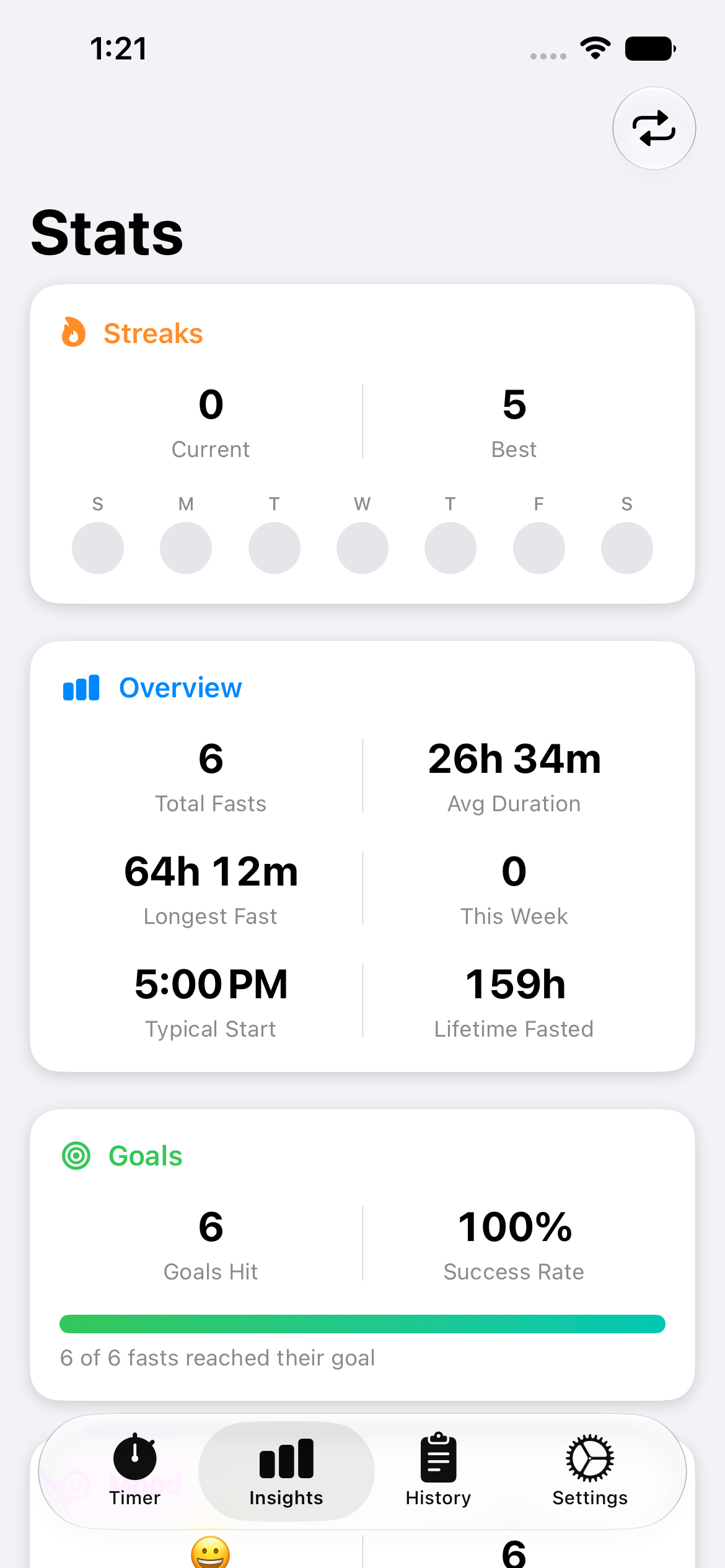 Image of iPhone on the insights view for Between