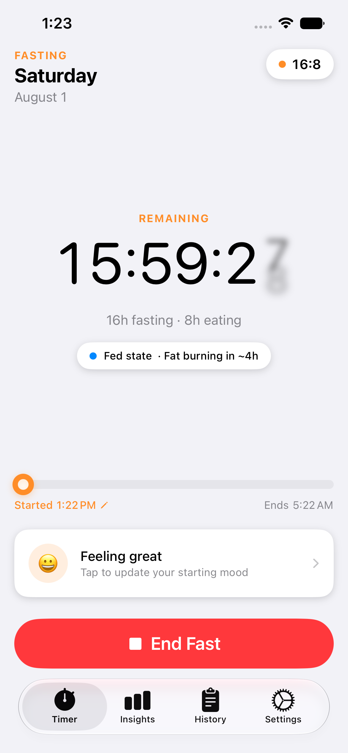 Between fasting timer on iPhone